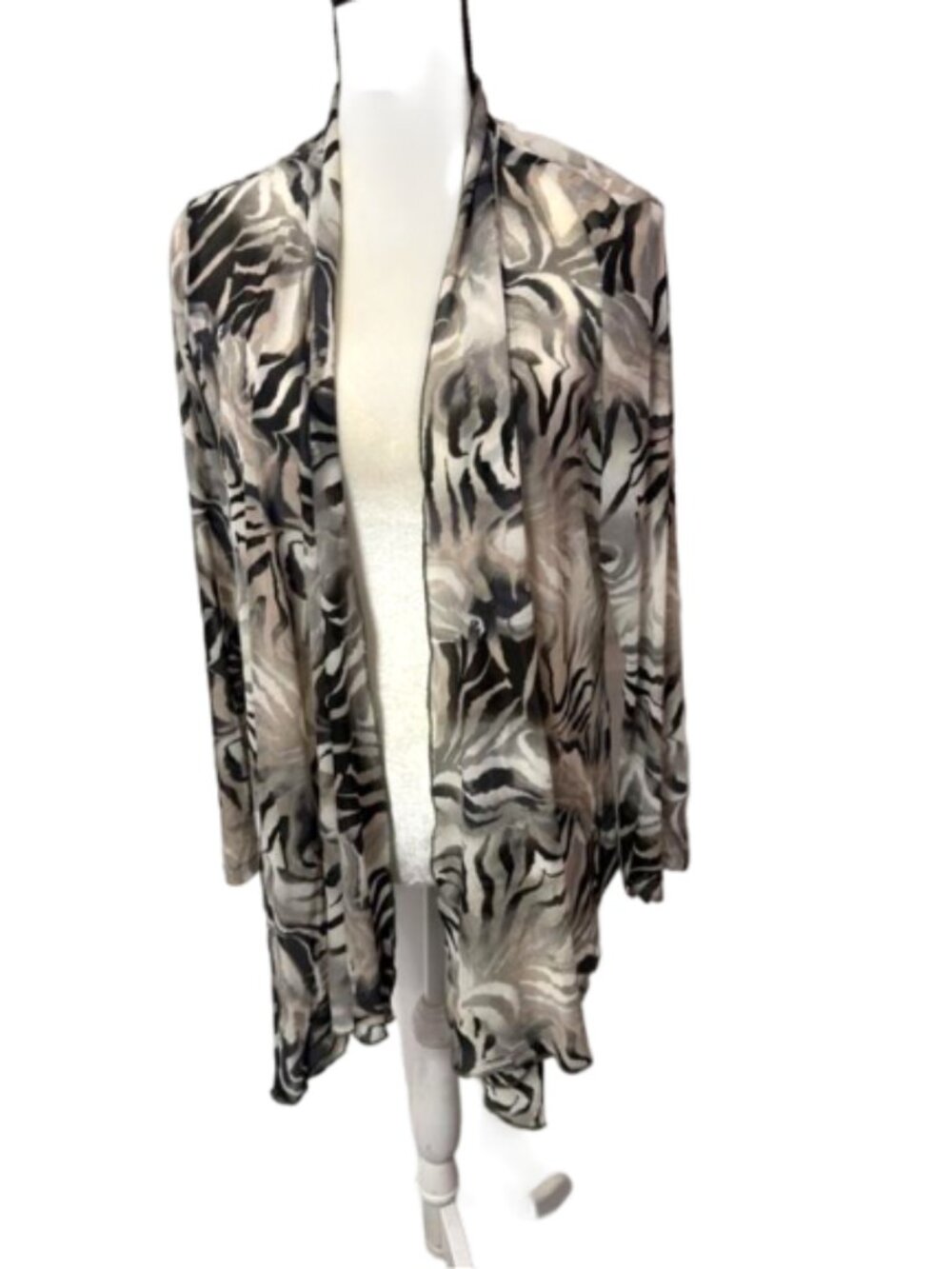 Chico's Travelers Collection Sheer Animal Print Drape Cardigan Size Small #2508